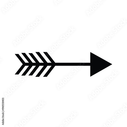 Simple black tribal style arrow icon pointing directly toward the right side element