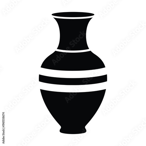 A classic black vase silhouette with elegant white stripes, perfect for home decor concepts.
