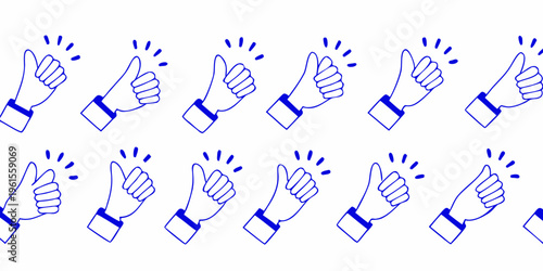 Repeated blue hand gestures showing approval and positive reinforcement
