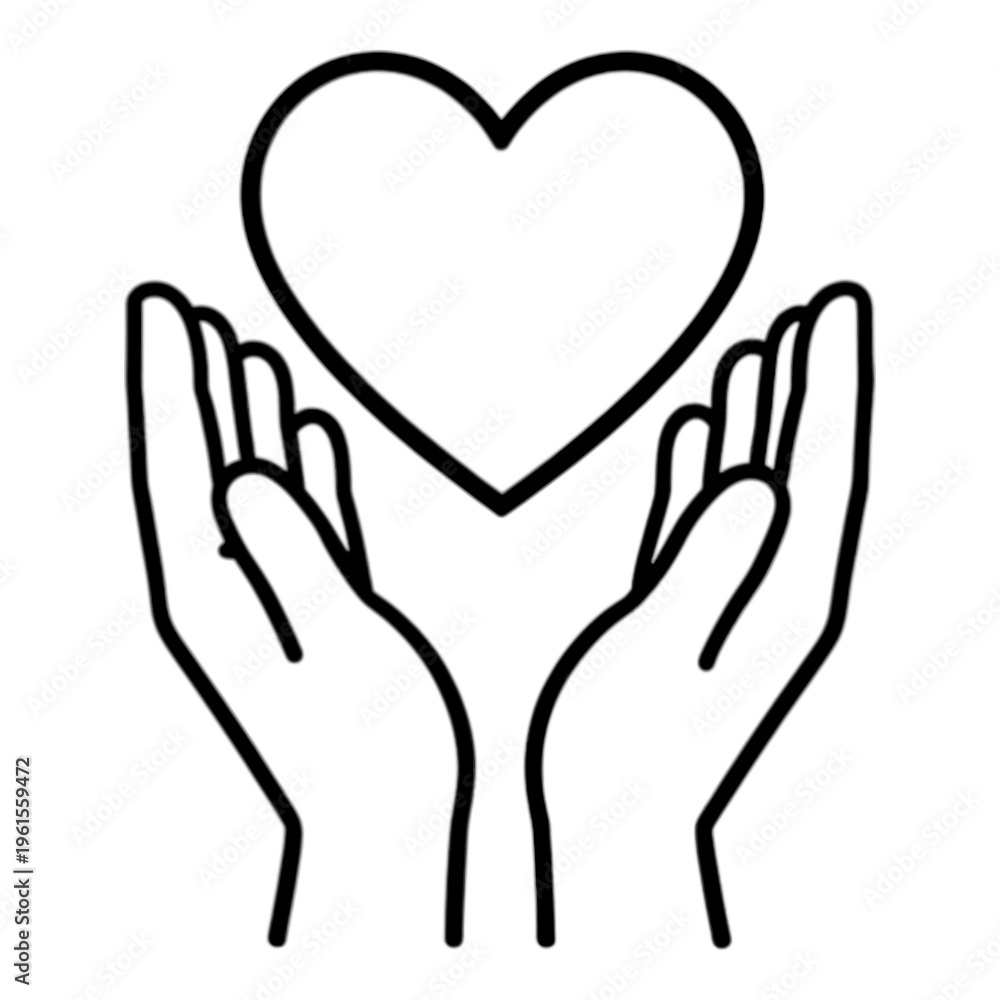 Obraz premium Heart In Hands Line Icon