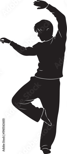 Silhouette of a man in a dynamic dance pose