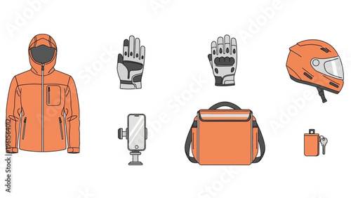 Collection of Motorcycle Riding Gear and Accessories