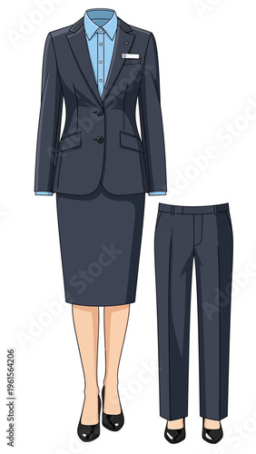 Professional Business Attire A Formal Skirt Suit and Matching Trousers for Women