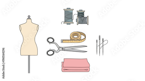 Sewing and Tailoring Tools A Collection of Essential Crafting Supplies for Fashion Design and Alterations