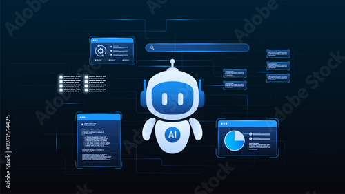 AI workflow automation artificial intelligence. ai agent dashboard machine learning development with flow process and automation system.