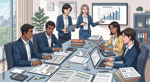 Business people in a meeting room.