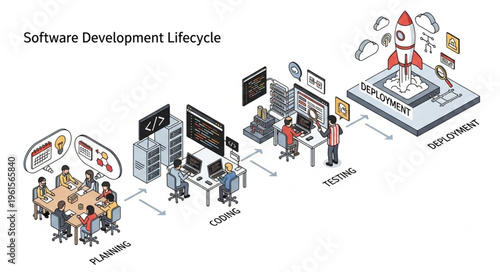 Software Development Lifecycle Stages - Planning, Coding, Testing, and Maintenance.