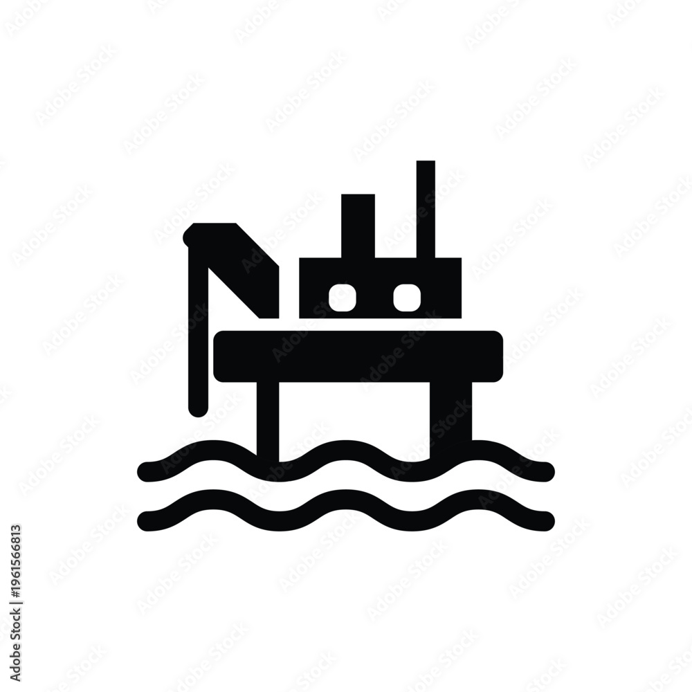 Obraz premium Oil Offshore Platform Colloquially rig solid icon vector design good for web or mobile app