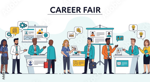 People attending a career fair event.