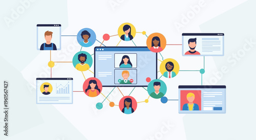 People connected online via network.