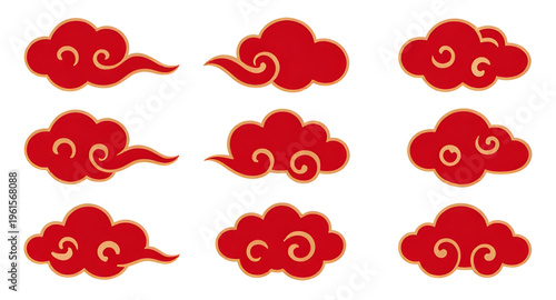 red cloud, asian cloud, chinese cloud, japanese cloud, xiangyun pattern, auspicious cloud, traditional ornament, decorative cloud, swirl cloud, cultural symbol, cloud icon, oriental design, cloud patt