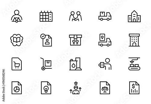 Self-Employed Line Icon Collection – Clean Minimal Professional Outline Icons for Freelance Business, Remote Work and Solo Entrepreneurs, Editable Vector Illustration