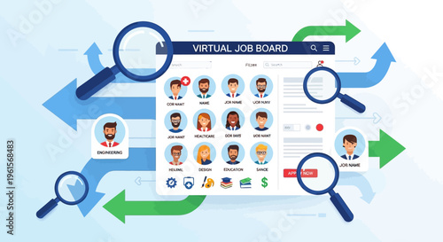 Virtual Job Board Concept Illustration.