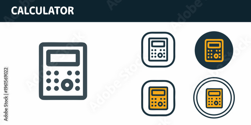 Four calculator icons in varying styles and color schemes shown