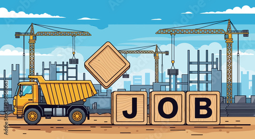 Yellow Construction Dump Truck Vehicle.