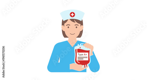 Nurse Holding Blood Transfusion Bag.