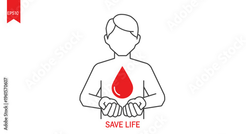 Person Holding Red Blood Drop.