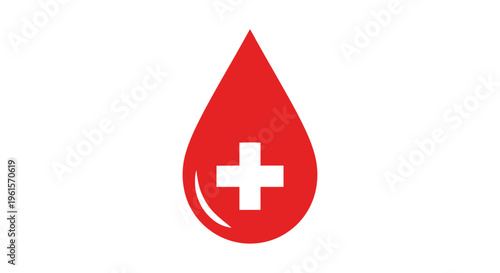 Red blood drop with white cross 1.