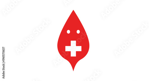 Red blood drop with white cross.