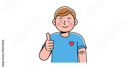 Smiling Boy Giving Thumbs Up Gesture.