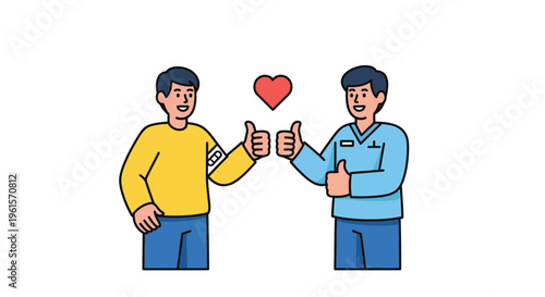 Two men giving thumbs up gesture.