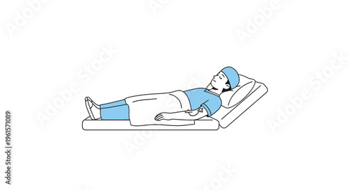 Woman lying on medical examination table.