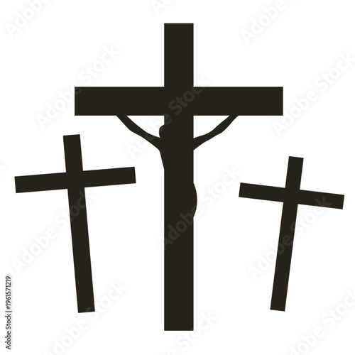 Jesus crucifixion silhouette, symbolic Christian illustration of sacrifice and faith.