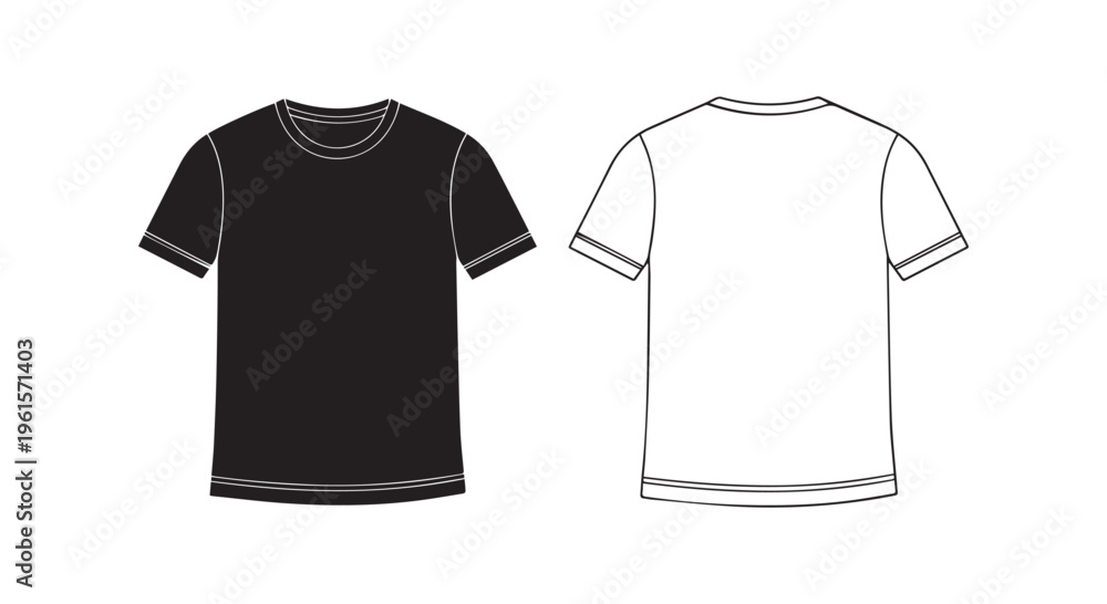 Naklejka premium A simple illustration of two t-shirts in black and white colors