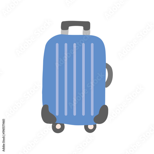 Hand-drawn suitcase icon Blue　手書きのシンプルな青いスーツケースのアイコンイラスト	
