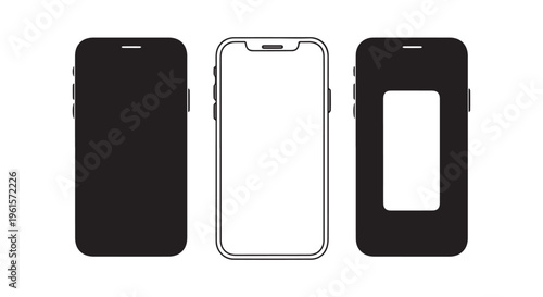 Different views of a smartphone with various casing options