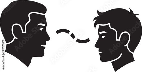 Two men talking in conversation with each other smiling