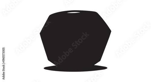 Fotografie A black silhouette of a faceted object with a circular base and white background