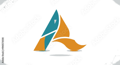 Abstract logo design combining teal and orange shapes, possibly forming a stylized letter A or an animal figure like a fish or fox, with a modern aesthetic.