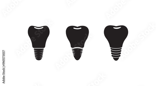 Dental implants in various stages of installation for oral surgery and restorative dentistry procedures  dental health and tooth replacement solutions