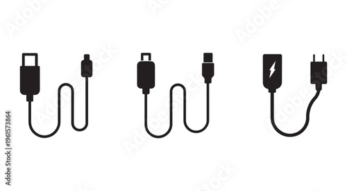 Electronic device chargers and cables for smartphones and other devices  various types of connectors and power adapters