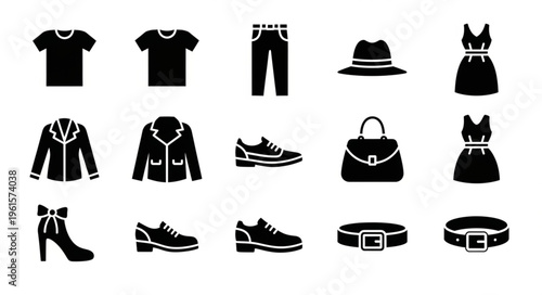 Clothing and Accessories Icons - A Comprehensive Collection of Fashion Essentials.