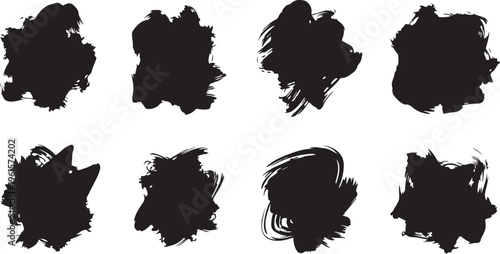 Collection of black ink brush strokes on white background