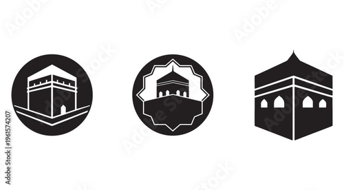 Islamic architecture symbols and mosque icons in black and white  religious landmarks and cultural symbols  mosque architecture