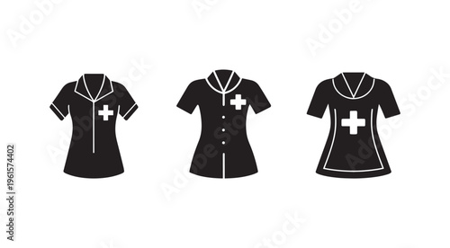 Nurse uniform designs with white cross on chest and collar  medical staff clothing  healthcare worker attire