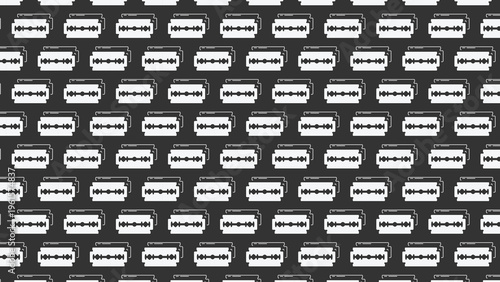 Modern white razor blade icons on dark grey background for premium grooming product packaging design