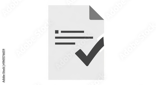 Document with Checkmark - Task Completion and Approval Illustration.