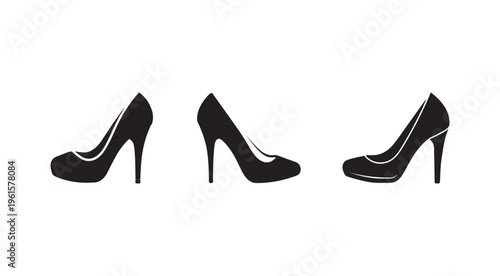 Three black high heel shoes in different angles  highheeled shoes  fashion footwear
