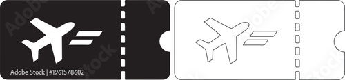 Airplane Ticket Icon Black and White