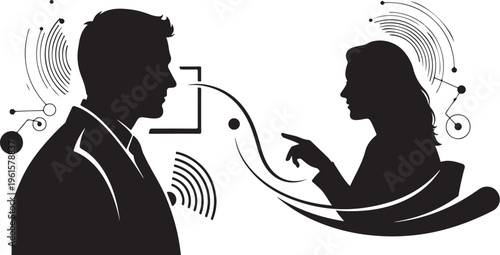 Business Communication Silhouette Vector Graphic