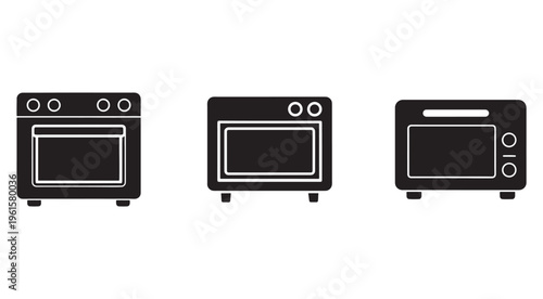 Three different types of ovens and microwaves for cooking and heating food in kitchen  oven  microwave  cooking