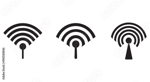 Wifi signal icons set with different shapes and styles for network connection  symbol collection