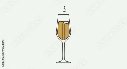 Elegant Champagne Flute Illustration with a Single Droplet.