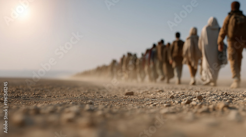 Dusty March: A long line of...