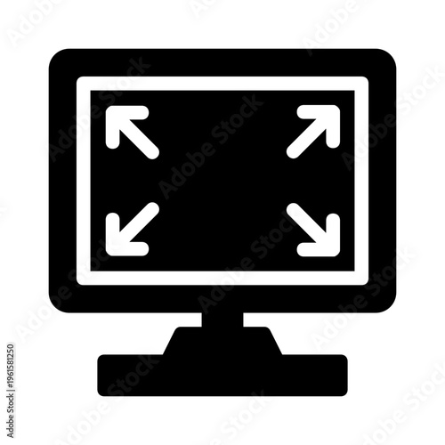 Monitor screen expansion full size web development concepts, illustrating software functionality, coding tutorials, and digital graphic enhancements. Full size screen expansion icon on monitor.

