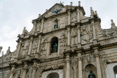 Ruins of St. Paul’s Cathedral facade, famous landmark of Macau